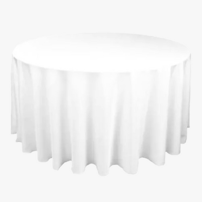 round white tablecloth for weddings, hotels and events, ideal for catering and banquets, available for bulk supply 
