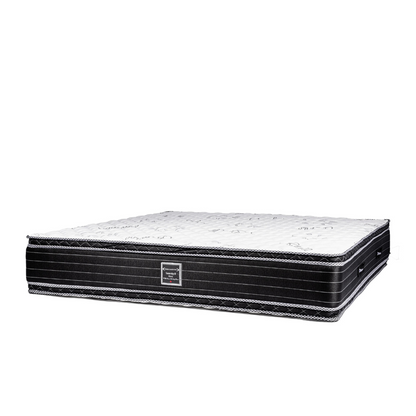 Luxury hotel mattress with a high-profile double top design in black and white, available at Canadian Hotel Supplies for premium hospitality use.