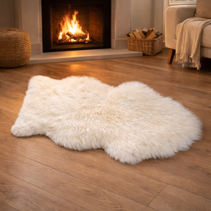 Bulk sheepskin area rug, soft and decorative for hotels, Airbnb, and guest room interiors