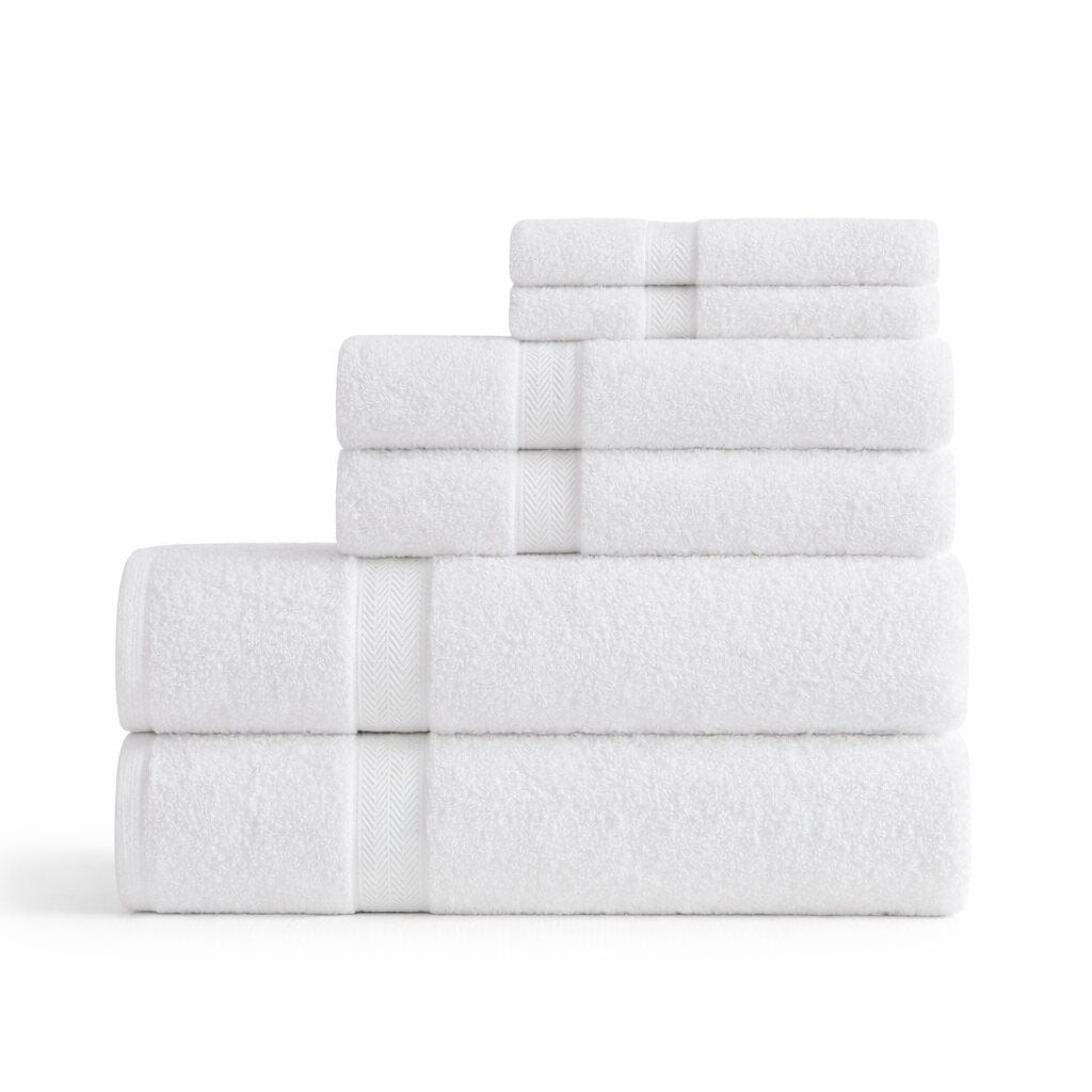 Hospitality cotton towel set, absorbent bath linens for hotels and commercial use