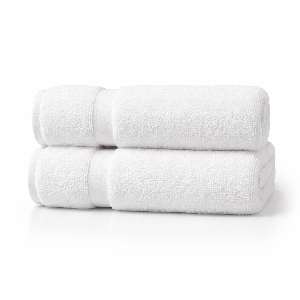 Bulk bath towels, high absorbency cotton towels for hotels, spas, and guest bathroom use