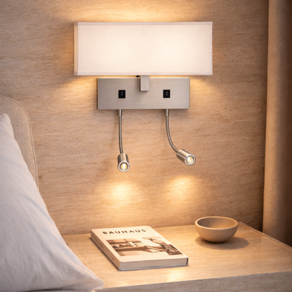 Modern Bedside Wall Lamp with Integrated Reading Light