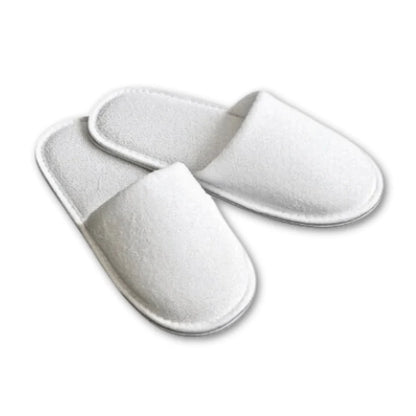 White slippers for hotels, Airbnb, and spas, perfect for comfort and guest amenities  