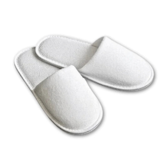 White slippers for hotels, Airbnb, and spas, perfect for comfort and guest amenities  