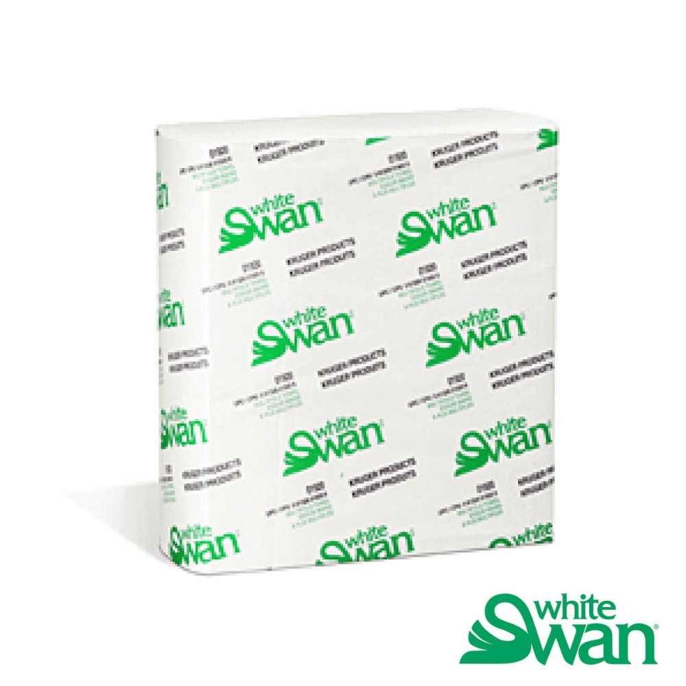 White Swan Multifold Towel. Each towel, absorbent and durable, delivers effective hand drying, using fewer sheets. Available at Canadian Hotel Supplies