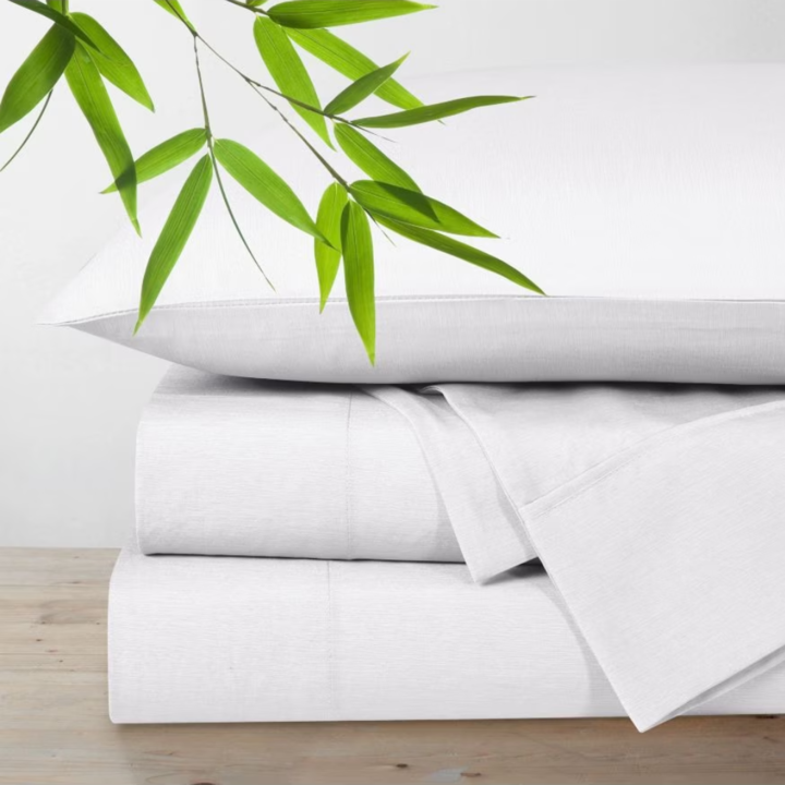 Polyester Bamboo Blend Sheet Set 4 Piece - White