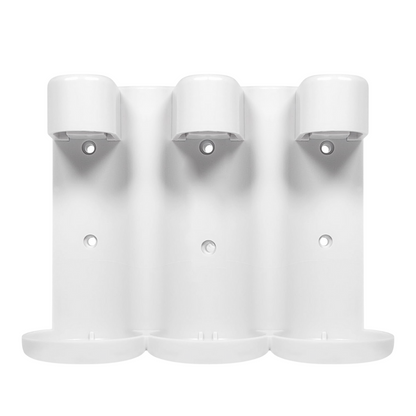 Triple 250ml (9oz) ABS Environmentally Friendly Plastic Hotel Amenity Bottle Holder/Fixture and Tamper Resistant Locking System - White