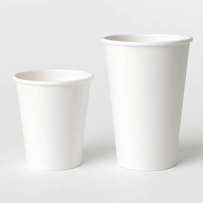 Disposable paper cups wrapped for hygiene, perfect for in-room hotel amenities or beverage counters