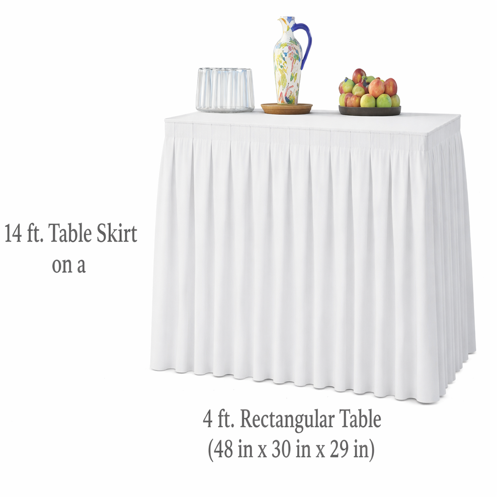 Table skirt bulk wholesale, polyester box pleated table skirt for weddings, banquets, and hospitality events