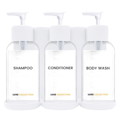 Triple Plastic Amenity Holder White - Shampoo, Conditioner, and Body Wash ( liquid not included)