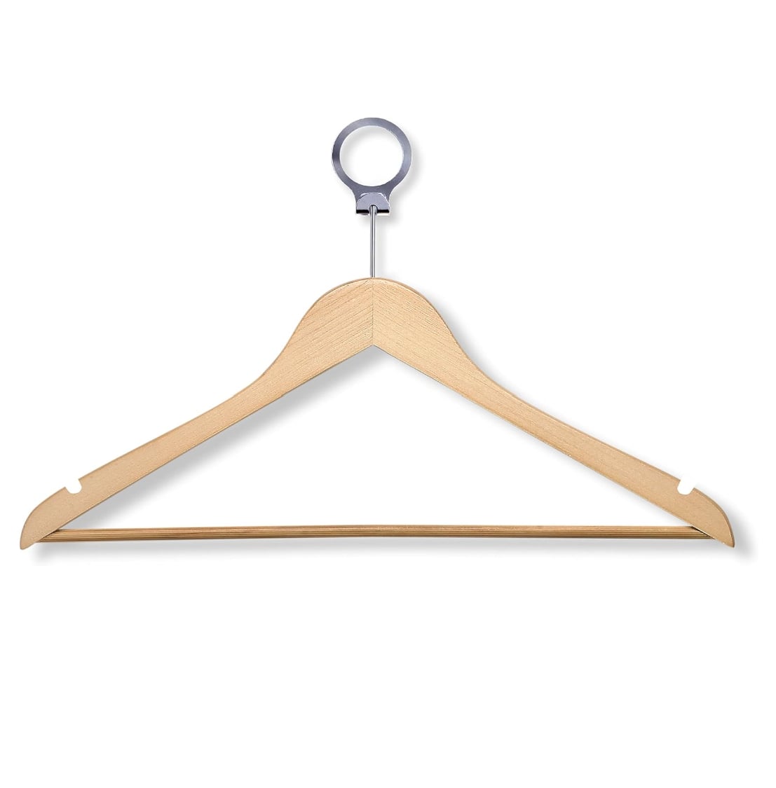 Wooden clothes hanger bulk, sturdy wood hanger for hotels, closets, and guest room wardrobe use