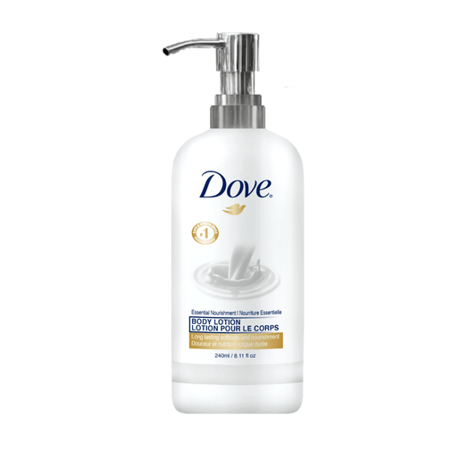 Daily Luxury for Guests: Dove Professional Essential Nourishing Lotion (240ml) - Fast-Absorbing Formula for Soft and Supple Skin - available at Canadian Hotel Supplies