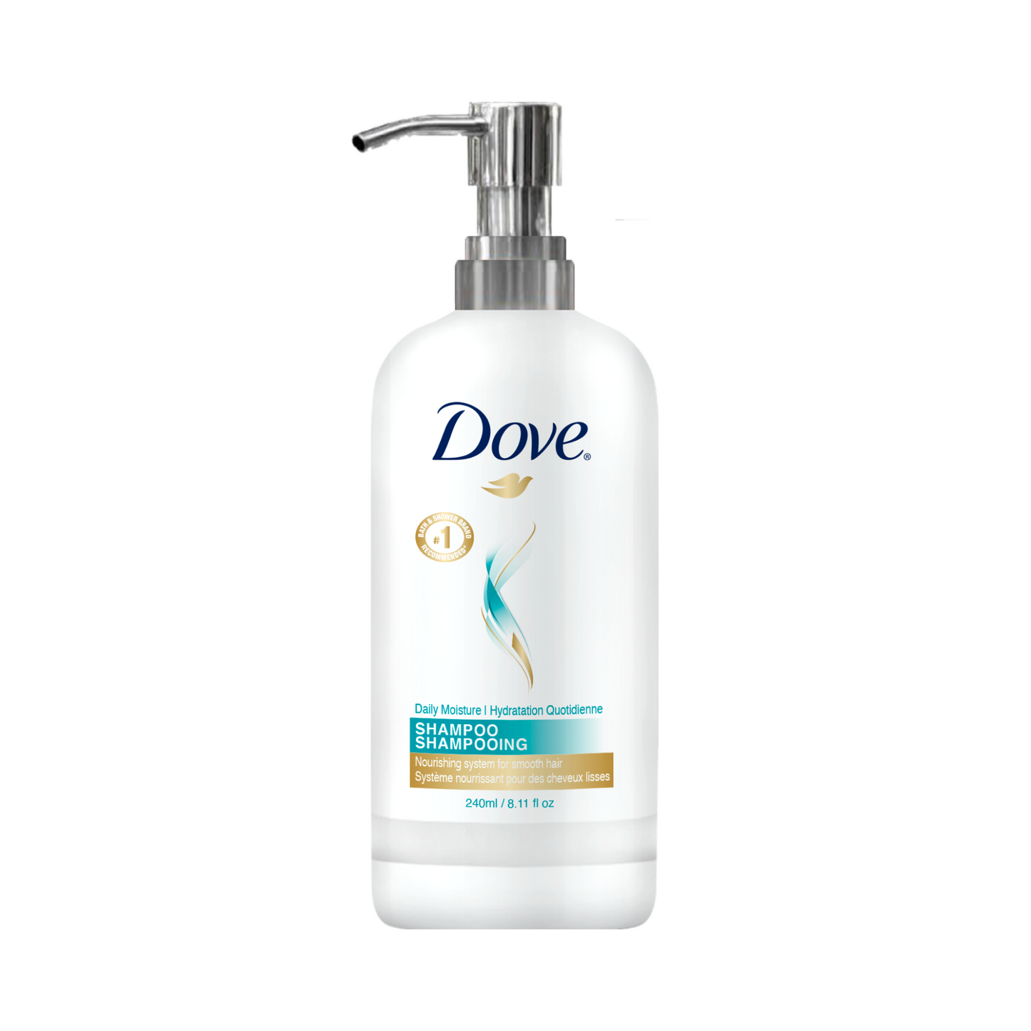 Dove Daily Moisture Shampoo bottle - 240ml - Elevate Their Stay: Dove Professional Daily Moisture Shampoo - Premium Hair Care for Remarkably Smooth and Revitalized Hair - Shop Now At Canadian Hotel Supplies
