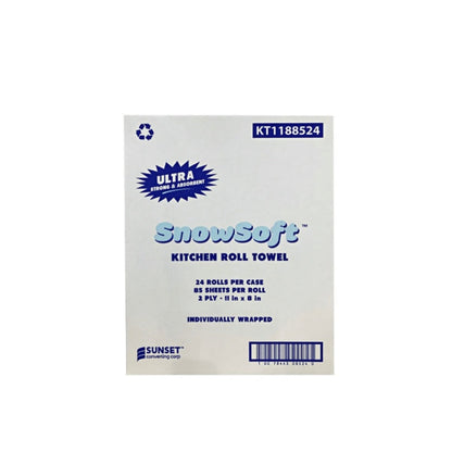 Snowsoft Kitchen Paper Towel Rolls - 85 sheets (24 rolls/case) The compact size allows easy storage on countertops or in drawers.