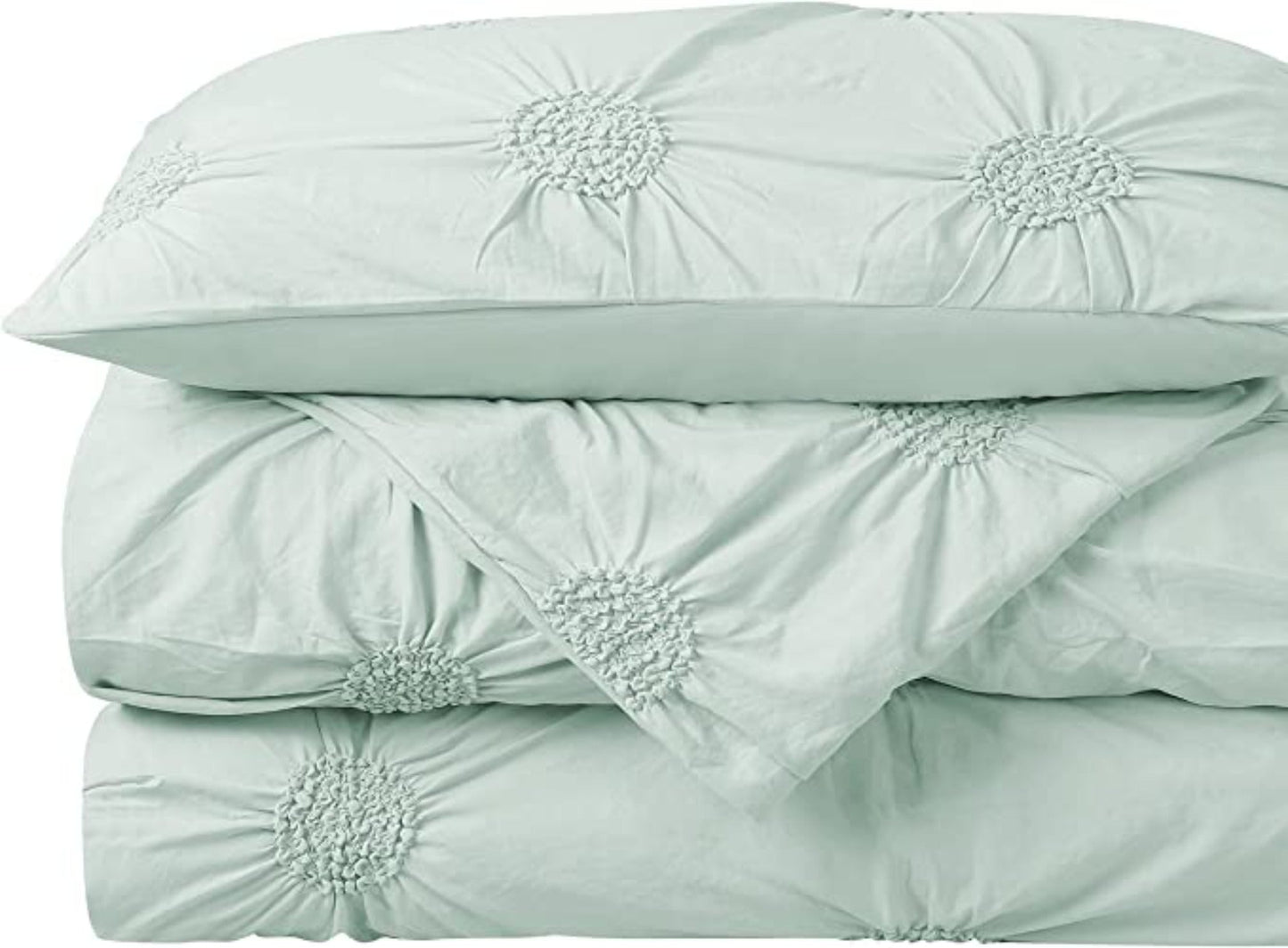 Luxurious Bed Set, Floral Ruched Duvet Cover Set of 3 - look