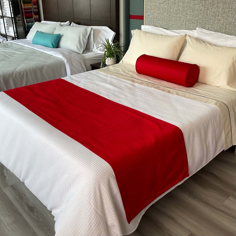 Vibrant Red Luxury Bed Scarf - Elevate Your Bedding with Superior Softness and Velvety Texture
