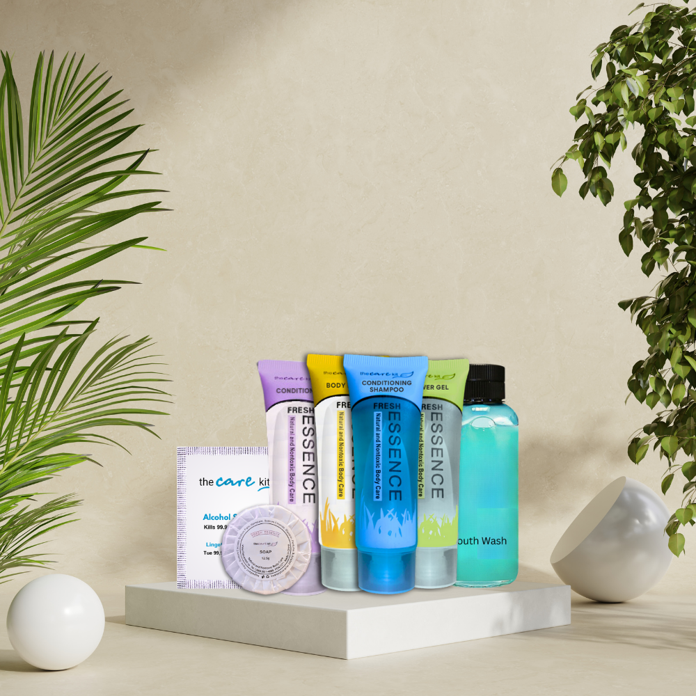 A set of essential personal care items for your convenience. Includes toiletries and grooming products.