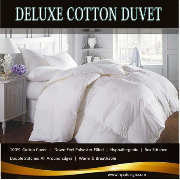 Deluxe Cotton Duvet: All-season warmth with 100% high-quality cotton. Experience superior comfort, durability, and hypoallergenic luxury for a cozy sleep sanctuary