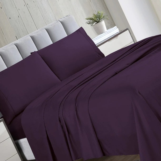 Enjoy Breathable and Lightweight Sheets in Twin, Full, Queen, or King - Eggplant