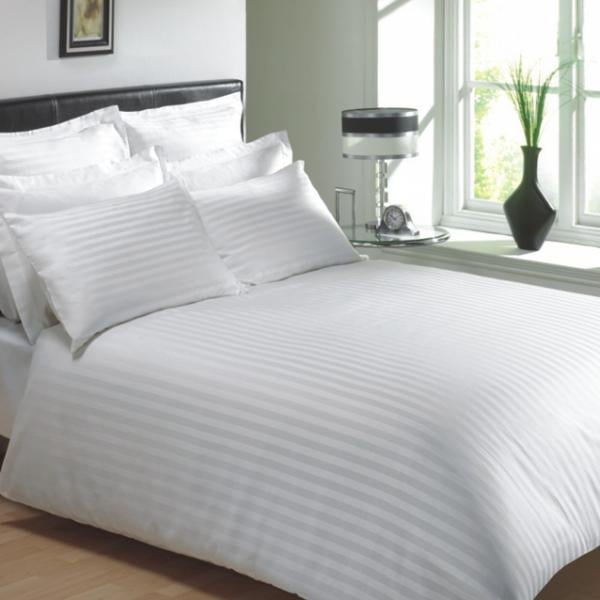 Deluxe Flat Bed Sheets (300 Thread Count Fabric, 60% Cotton / 40% Polyester, Satin Stripe Option Available) - Premium Bed Sheets from HYC Design - Just $28.99! Shop now at HYC Design & Hotel Supply