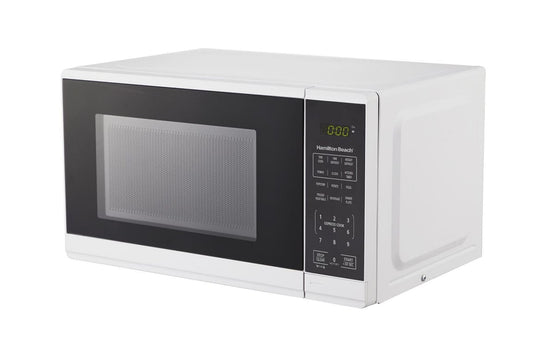 Hamilton Beach 700 W compact microwave with presets, perfect for dorms, motels, and bulk hospitality setups