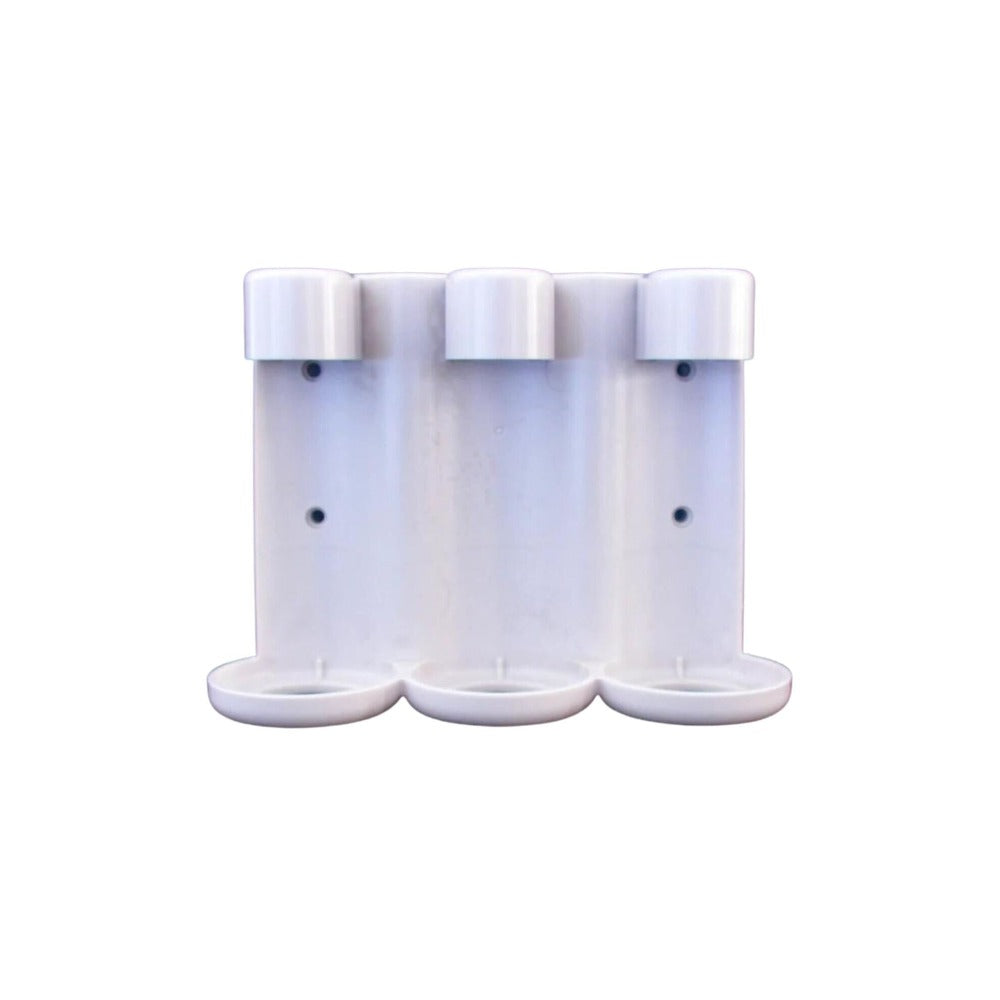 Triple 250ml (9oz) ABS Plastic Hotel Liquid Amenities Bottles with Holder white