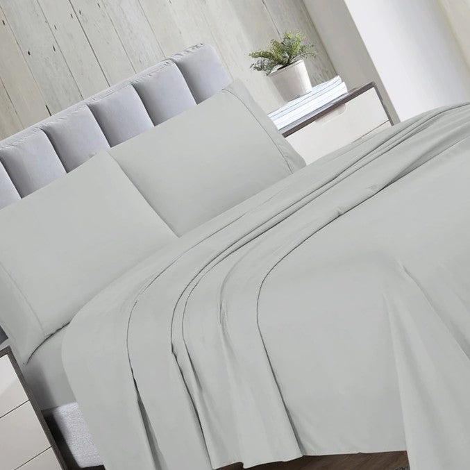 Create a Cozy Atmosphere with Solid-Style Microfiber Sheets - Light Grey