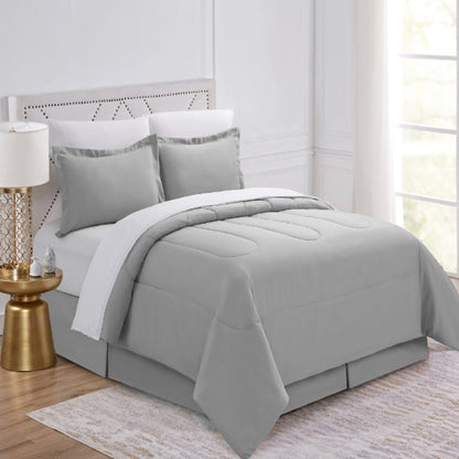 Complete Bedding Experience with Plush Comforter and Elegant Shams - Grey