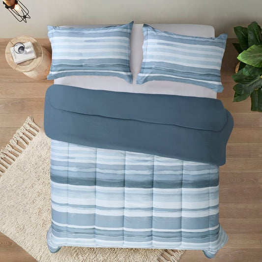 Soft and Breathable Printed Duvet Cover Set - Water Stripe Design