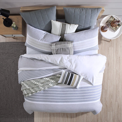 Soft and Durable Cotton Duvet Cover Set - Cordelia Prewashed Collection - Grey