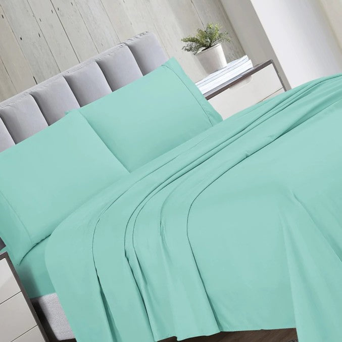 4 Pieces Bed Sheet Set - Seafoam