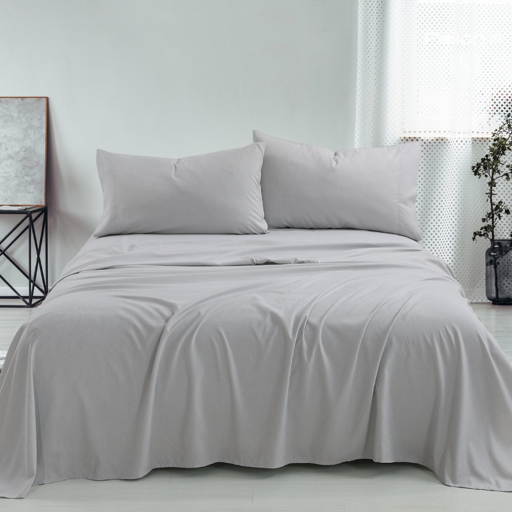 Soft Bedding Bed Set - 4 Pieces- Light grey