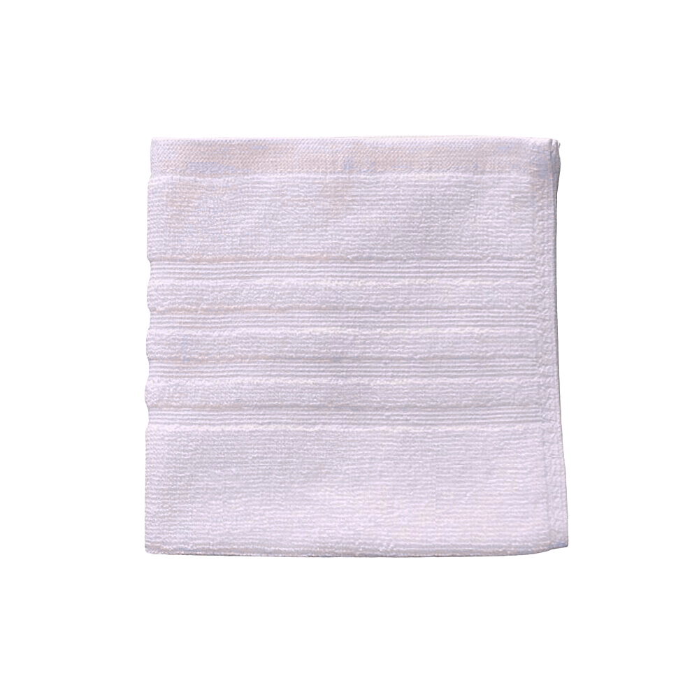 White 100% cotton hotel towels wholesale Three Striped - Washcloth ( fold view)