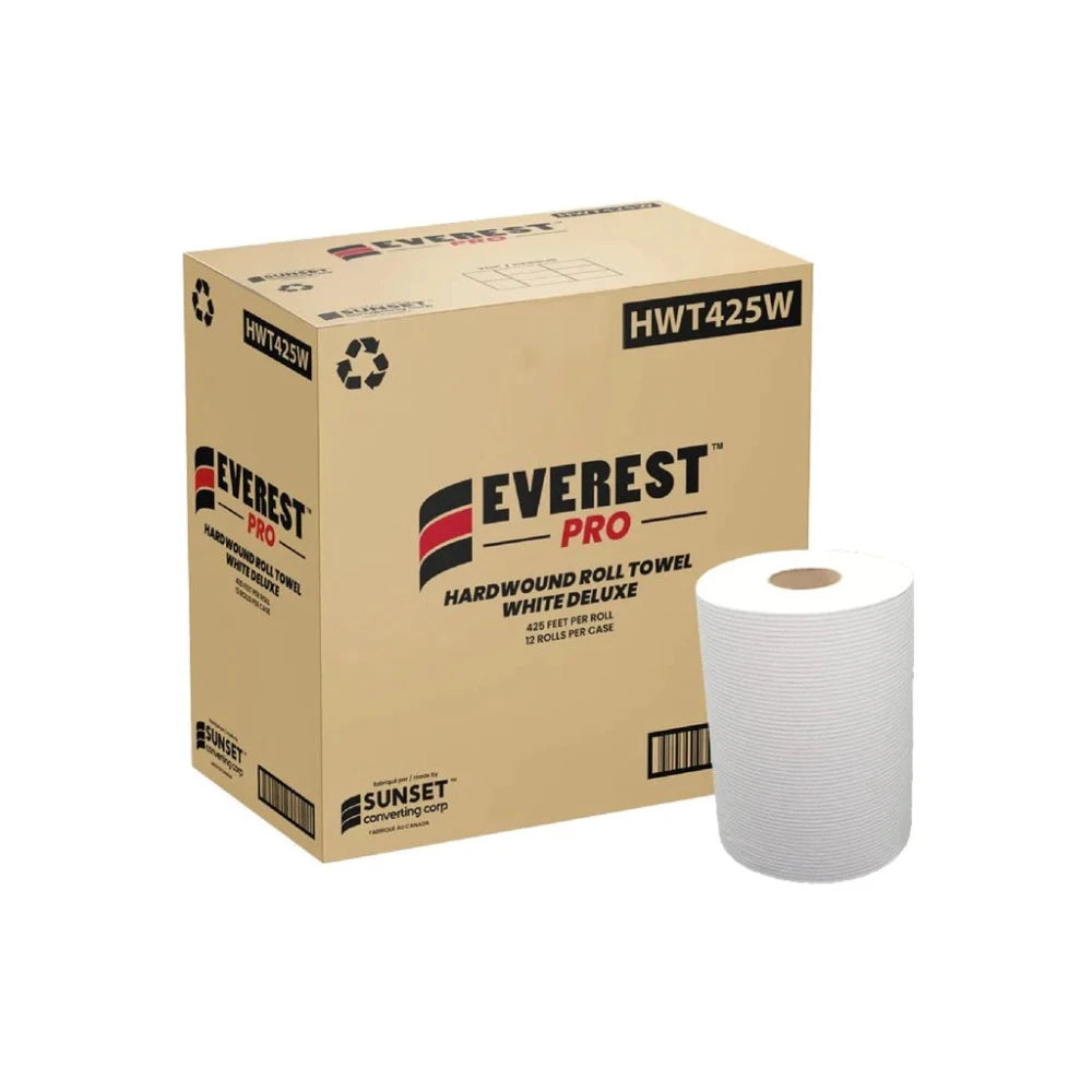 Soak Up Spills Effortlessly: Everest Pro White Paper Towels - Your Spill Solution - Available at Canadian Hotel Supplies. Order now!