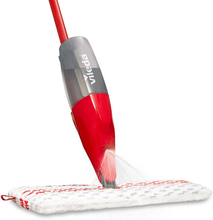 Microfiber spray mop with refillable cleaner bottle, washable pad, perfect for kitchens, bathrooms, and home floors