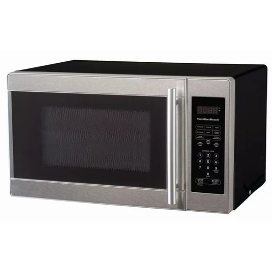 Stainless Steel Microwave: 700W, 10 Power Levels.