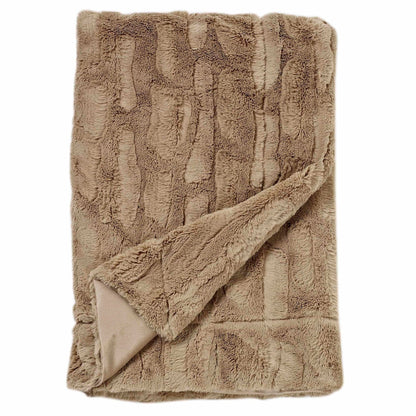 Soft faux fur throw for luxury inns and resorts, lightweight and elegant for bed or sofa staging in guest accommodations