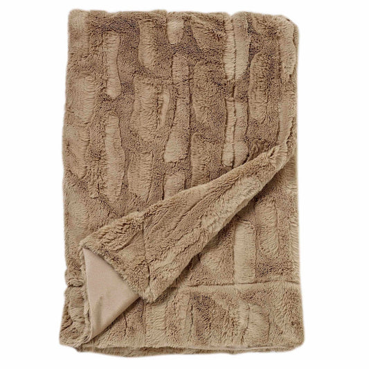 Soft faux fur throw for luxury inns and resorts, lightweight and elegant for bed or sofa staging in guest accommodations